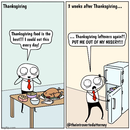 image tagged in memes,comics/cartoons,thanksgiving day,food,leftovers,again | made w/ Imgflip meme maker