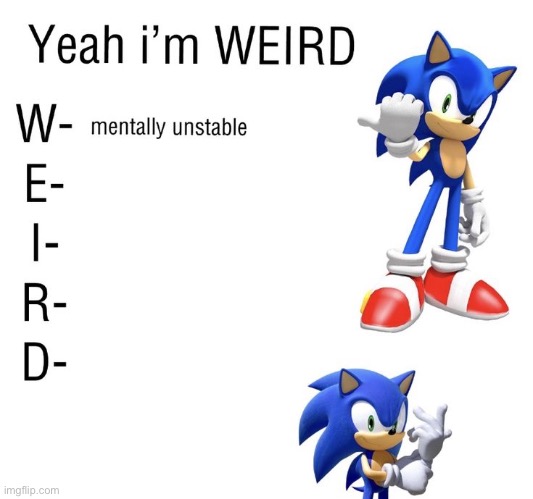 Mentally unstable | image tagged in sonic the hedgehog | made w/ Imgflip meme maker