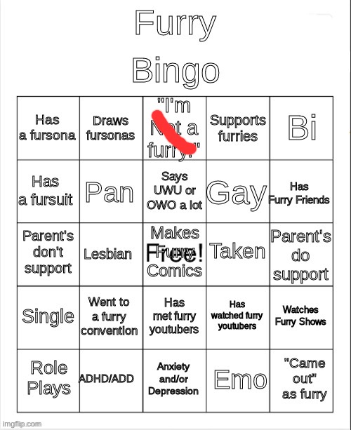 This is a /j | image tagged in furry bingo | made w/ Imgflip meme maker