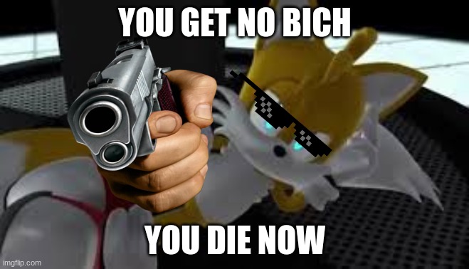 TILES NO OMG | YOU GET NO BICH; YOU DIE NOW | image tagged in bored tails,no bitches | made w/ Imgflip meme maker