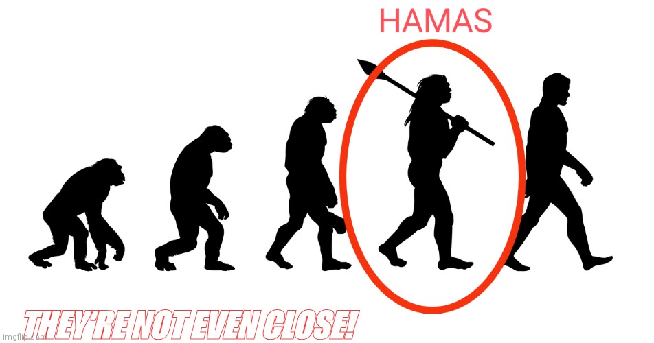 Hamas | THEY'RE NOT EVEN CLOSE! | image tagged in islam,hamas,evolution,middle east | made w/ Imgflip meme maker