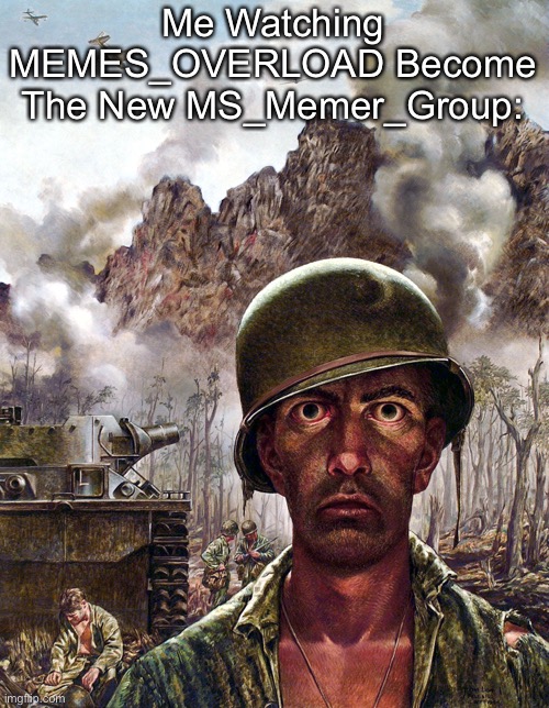 That’s Why I’m Banned,All because of them | Me Watching MEMES_OVERLOAD Become The New MS_Memer_Group: | image tagged in soldier death stare,memes | made w/ Imgflip meme maker