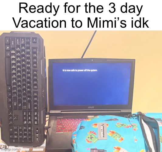 I’m ready for vacation | Ready for the 3 day Vacation to Mimi’s idk | image tagged in share your own photos | made w/ Imgflip meme maker