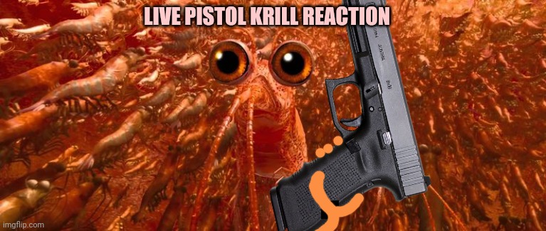 Stop it. Get some help | LIVE PISTOL KRILL REACTION | image tagged in pistol,krill,reaction | made w/ Imgflip meme maker