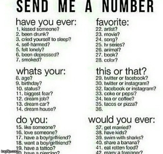 Send me a number and i'll send you a number back. | made w/ Imgflip meme maker