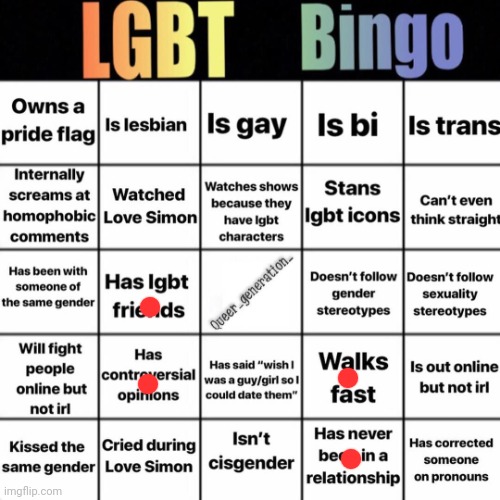 I don't think I would consider them a 'friend' though | image tagged in lgbtq bingo | made w/ Imgflip meme maker