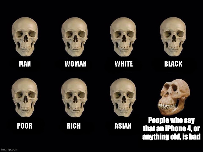 empty skulls of truth | People who say that an iPhone 4, or anything old, is bad | image tagged in empty skulls of truth,iphone,stupid people | made w/ Imgflip meme maker