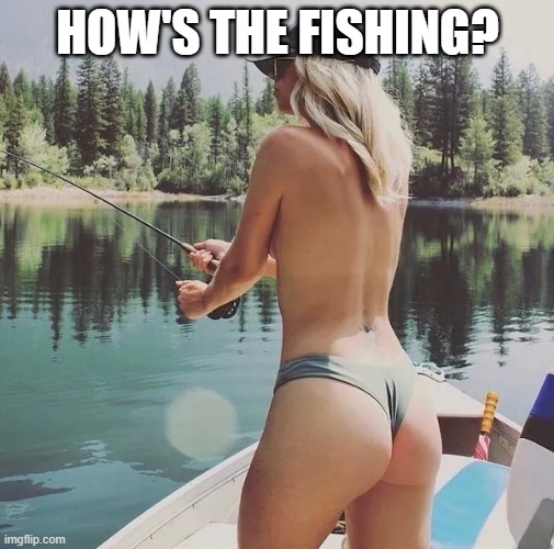 Catch | HOW'S THE FISHING? | image tagged in booty | made w/ Imgflip meme maker