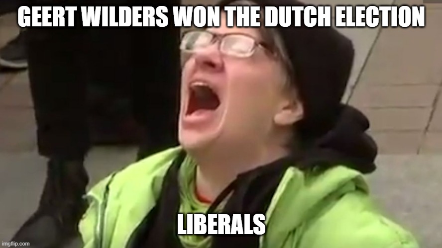 Geert Wilders | GEERT WILDERS WON THE DUTCH ELECTION; LIBERALS | image tagged in screaming liberal | made w/ Imgflip meme maker