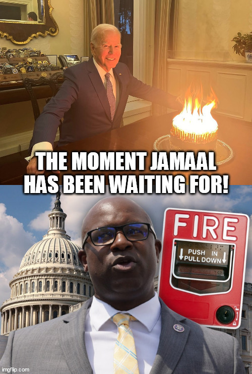 Jamaal was just practicing the first time! | image tagged in joe biden,creepy joe biden,dumpster fire | made w/ Imgflip meme maker