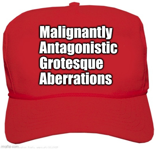 Consuming the host body like cancer until nothing recognizable remains | Malignantly
Antagonistic
Grotesque
Aberrations | image tagged in blank red maga hat | made w/ Imgflip meme maker