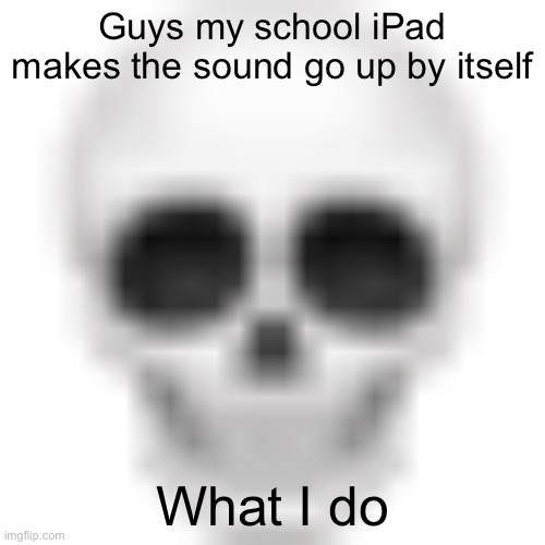 Skull emoji | Guys my school iPad makes the sound go up by itself; What I do | image tagged in skull emoji | made w/ Imgflip meme maker