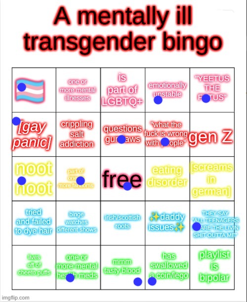 peck | image tagged in a mentally ill transgender bingo | made w/ Imgflip meme maker