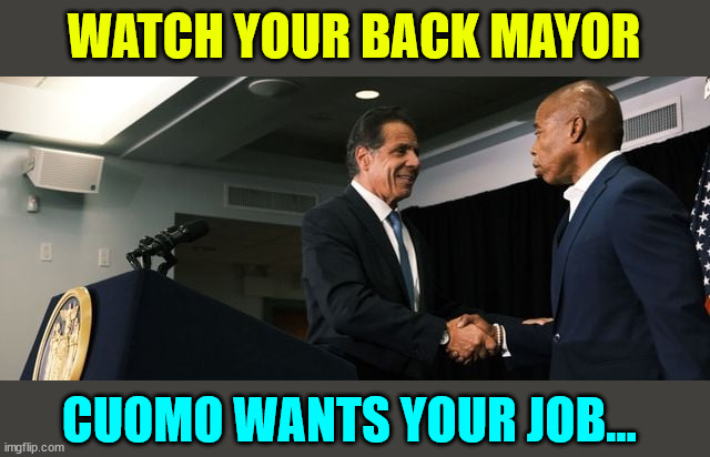 The vultures are circling | WATCH YOUR BACK MAYOR; CUOMO WANTS YOUR JOB... | image tagged in backstabber,andrew cuomo,waiting | made w/ Imgflip meme maker