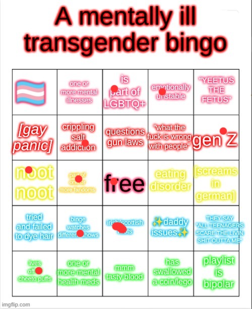 ep | image tagged in a mentally ill transgender bingo | made w/ Imgflip meme maker