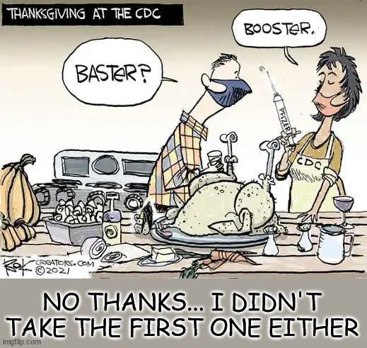 Happy Thanksgiving...  may you have many more... | NO THANKS... I DIDN'T TAKE THE FIRST ONE EITHER | image tagged in covid,truth,vaccine,no thanks,happy thanksgiving | made w/ Imgflip meme maker