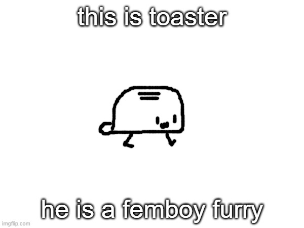 inspired by lordreaperus and doggiedeleted | this is toaster; he is a femboy furry | made w/ Imgflip meme maker