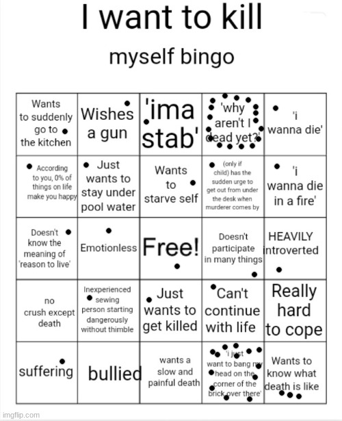 oh well | image tagged in i want to kill myself bingo | made w/ Imgflip meme maker