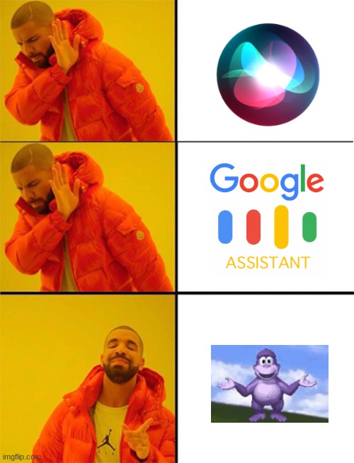 they can never compare to him. | image tagged in drake meme 3 panels,drake hotline bling,gorilla,nostalgia,siri,you have been eternally cursed for reading the tags | made w/ Imgflip meme maker