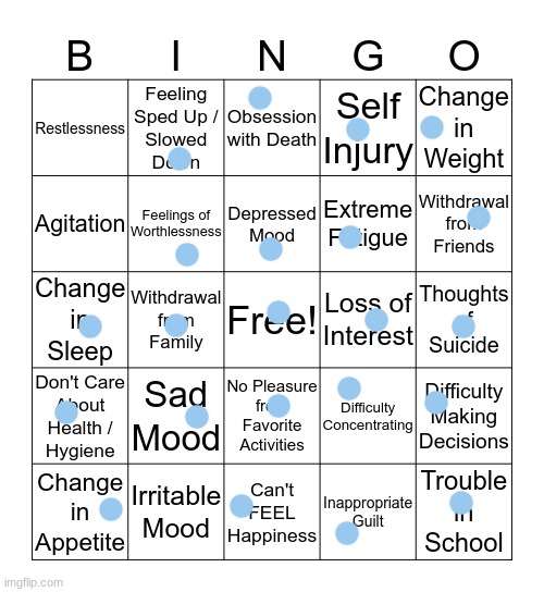 m | image tagged in depression bingo 1 | made w/ Imgflip meme maker