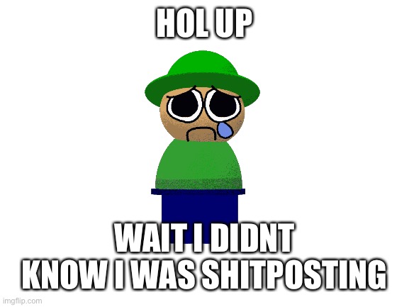 wait i was actually shitposting? HOW- | HOL UP; WAIT I DIDNT KNOW I WAS SHITPOSTING | image tagged in blank white template | made w/ Imgflip meme maker