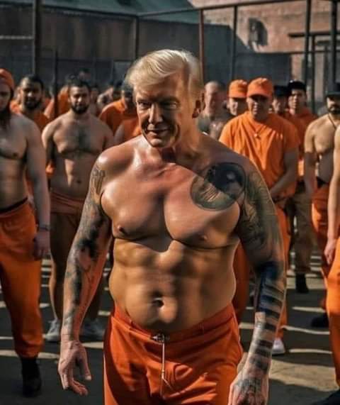 Prison Tough Guy Trump Blank Meme Template