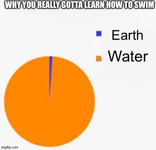 Pie Chart Meme | WHY YOU REALLY GOTTA LEARN HOW TO SWIM Earth Water | image tagged in pie chart meme | made w/ Imgflip meme maker