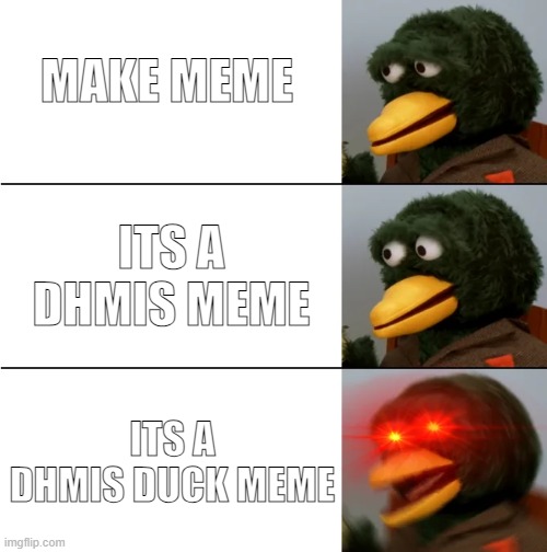 a dhmis scared | MAKE MEME; ITS A DHMIS MEME; ITS A DHMIS DUCK MEME | image tagged in dhmis duck pov | made w/ Imgflip meme maker