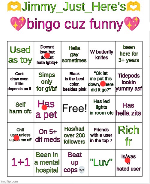 Reheheha | image tagged in jimmy_just_here's bingo | made w/ Imgflip meme maker