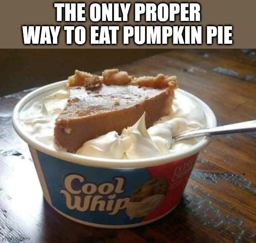 Hope y'all brought your own... | THE ONLY PROPER WAY TO EAT PUMPKIN PIE | image tagged in pumpkin pie,thanksgiving dinner,happy thanksgiving | made w/ Imgflip meme maker