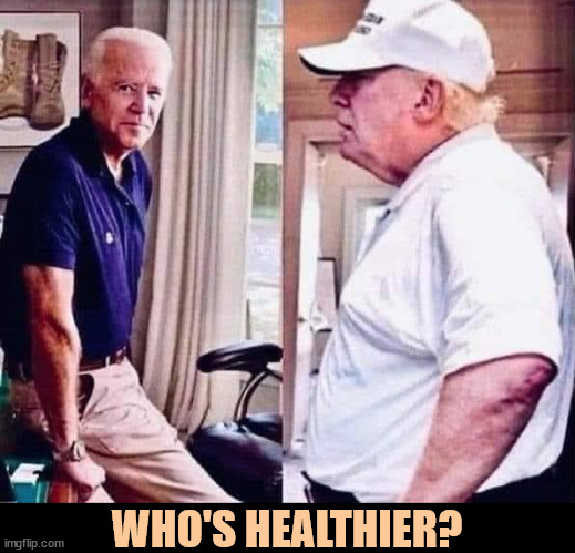 Two old men. One's healthier than the other. | WHO'S HEALTHIER? | image tagged in biden trump healthy old elderly aged,biden,healthy,trump,disgusting | made w/ Imgflip meme maker