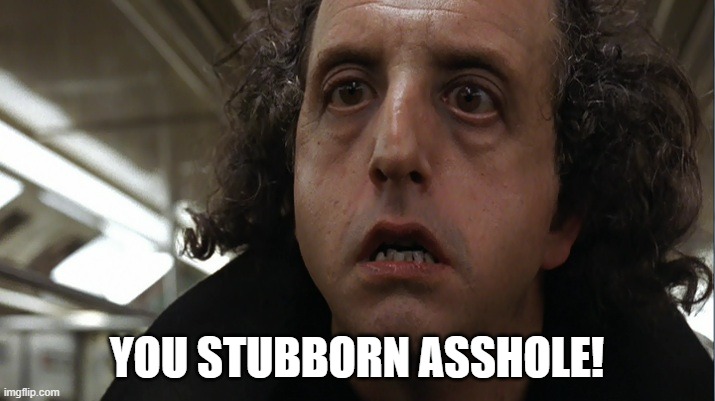 Ghost - You Stubborn Asshole | YOU STUBBORN ASSHOLE! | image tagged in ghost,subway ghost,vincent schiavelli | made w/ Imgflip meme maker