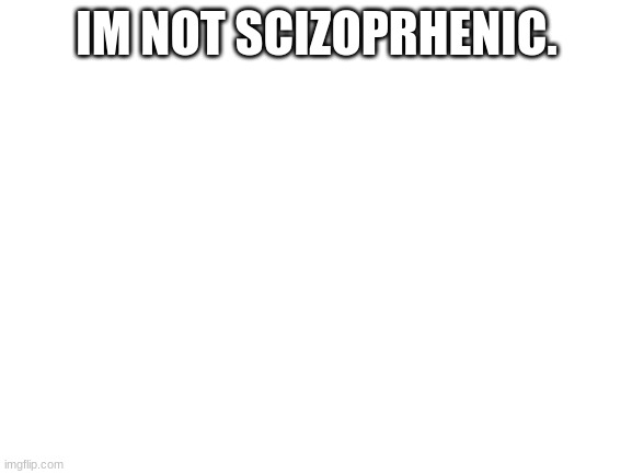 Blank White Template | IM NOT SCIZOPRHENIC. | image tagged in make the voices stop | made w/ Imgflip meme maker