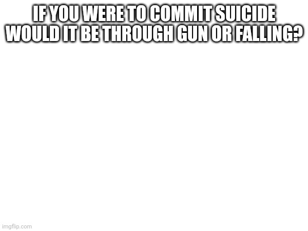 IF YOU WERE TO COMMIT SUICIDE WOULD IT BE THROUGH GUN OR FALLING? | made w/ Imgflip meme maker