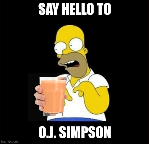 O.J. Simpson | SAY HELLO TO; O.J. SIMPSON | image tagged in homer | made w/ Imgflip meme maker