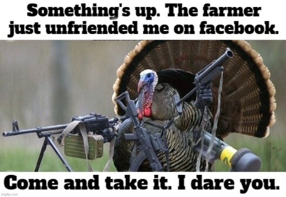Happy Turkey Day your ass! | image tagged in happy turkey day,happy thanksgiving,molon labe,come and take it | made w/ Imgflip meme maker
