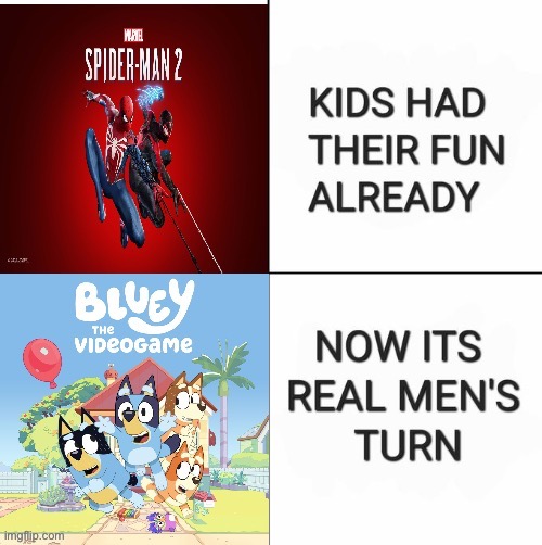Bluey>Spider-Man | image tagged in bluey,spiderman | made w/ Imgflip meme maker