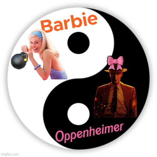 Barbie Oppenheimer | 🎀; 💣 | image tagged in barbie vs oppenheimer,barbie,oppenheimer | made w/ Imgflip meme maker