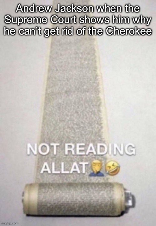 Not Reading Allat | Andrew Jackson when the Supreme Court shows him why he can’t get rid of the Cherokee | image tagged in not reading allat | made w/ Imgflip meme maker
