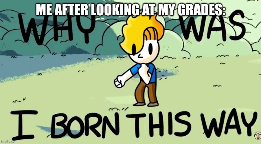 Why Was I Born This Way | ME AFTER LOOKING AT MY GRADES: | image tagged in why was i born this way | made w/ Imgflip meme maker