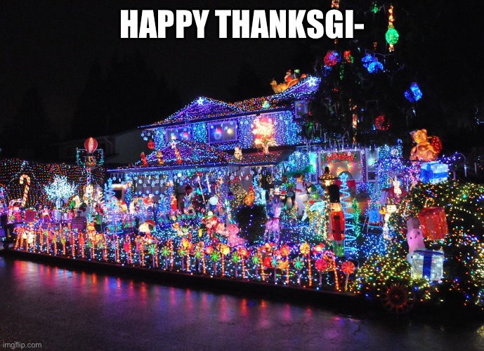 The turkeys are saved | HAPPY THANKSGI- | image tagged in christmas decorations,thanksgiving,oh wow are you actually reading these tags,have a nice day | made w/ Imgflip meme maker