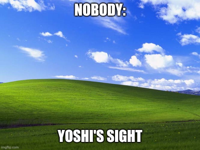 Probably. | NOBODY:; YOSHI'S SIGHT | image tagged in windows xp wallpaper | made w/ Imgflip meme maker