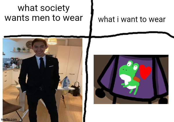 yoshi short | image tagged in what society wants men to wear vs what i want to wear | made w/ Imgflip meme maker