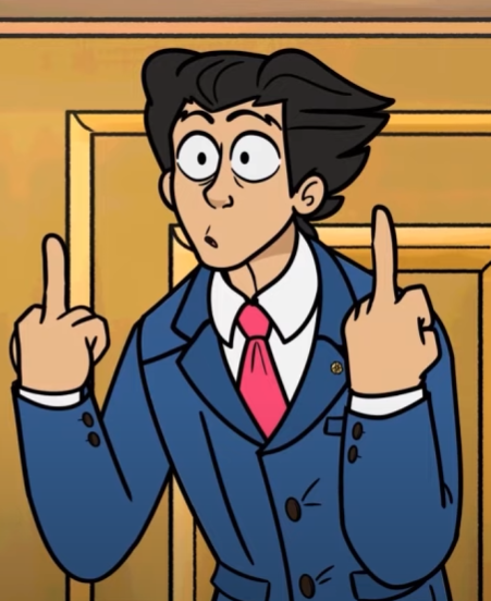 flip the bird phoenix wright Blank Meme Template