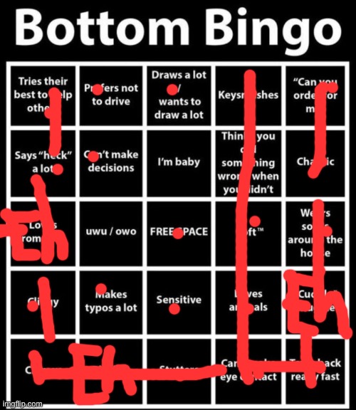 Bottom Bingo | image tagged in bottom bingo | made w/ Imgflip meme maker