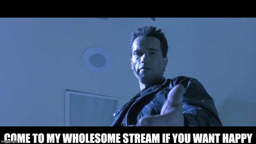 come with me if you want to live | COME TO MY WHOLESOME STREAM IF YOU WANT HAPPY | image tagged in come with me if you want to live | made w/ Imgflip meme maker