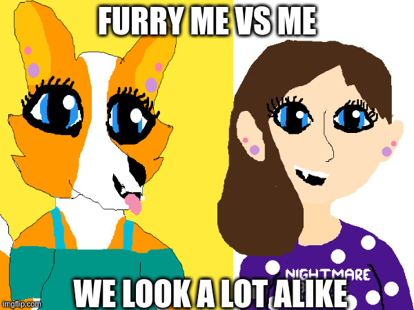 FURRY ME VS ME; WE LOOK A LOT ALIKE | image tagged in furry,me | made w/ Imgflip meme maker