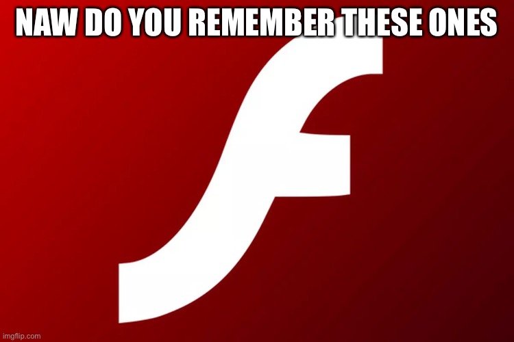 adobe flash | NAW DO YOU REMEMBER THESE ONES | image tagged in adobe flash | made w/ Imgflip meme maker