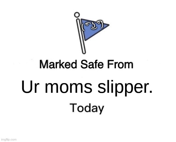 Marked Safe From | ( ͡° ͜ʖ ͡°); Ur moms slipper. | image tagged in memes,marked safe from | made w/ Imgflip meme maker