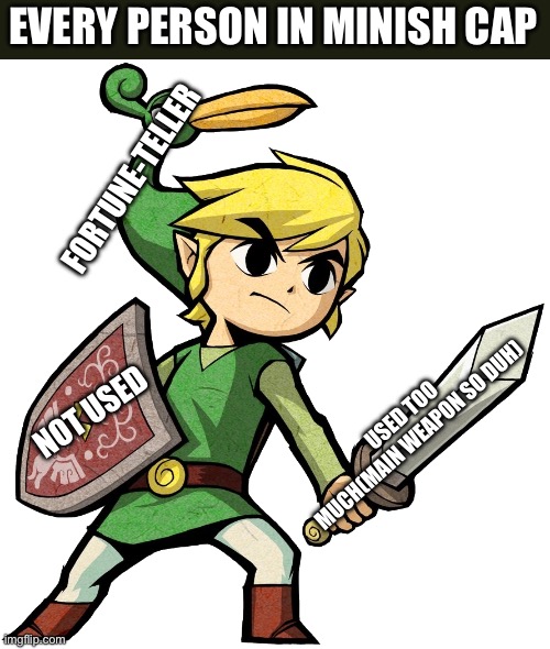 This is 100% me | EVERY PERSON IN MINISH CAP; FORTUNE-TELLER; USED TOO MUCH(MAIN WEAPON SO DUH); NOT USED | image tagged in relatable memes | made w/ Imgflip meme maker